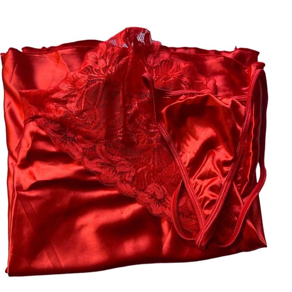 COPY - Sexy silk like Valentine’s Day lingerie set 2 piece XXL top and thong
